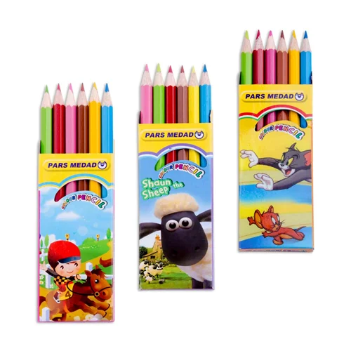 مداد رنگی 6 رنگ جعبه مقوایی پارس