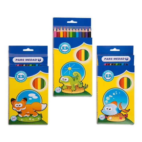 مداد رنگی 12 رنگ جعبه مقوایی پارس